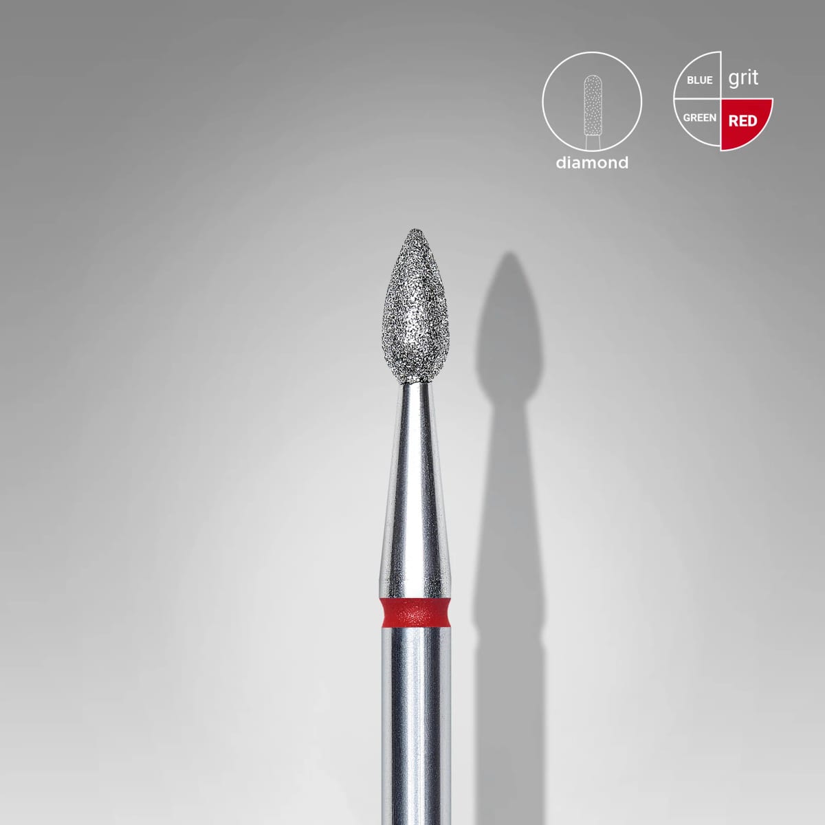 Staleks Pro · Diamond Nail Bit druppel FA40R023/5, rood fijn